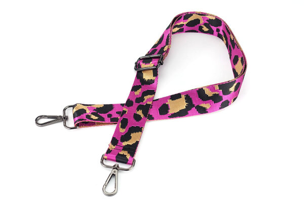 Leo Jacquard Taschengurt | "Animal Print" Pink, Schwarz | verstellbar