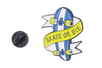 Emaille Pin "SKATE OR DIE" | Skateboard | Blau...