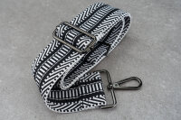 Schwarz-Weiß gestreifter Taschengurt | Jacquard...