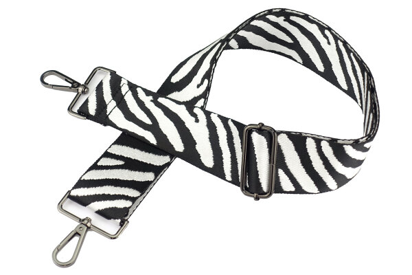 Zebra Design | Jacquard Taschenriemen | Schwarz, Weiß | verstellbar
