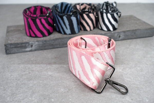 Zebra Design | Jacquard Taschenriemen | Rosa Weiß | verstellbar