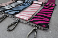 Zebra Design | Jacquard Taschen-Gurt | Puderrosa & Schwarz | Länge variabel