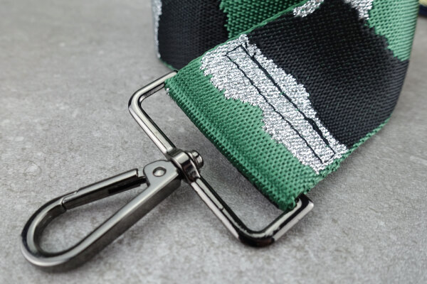Taschen-Gurt mit Glitzer | Camouflage Grün Silber | 5 cm Breite | verstellbar