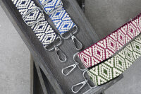 Taschenriemen mit Boho-Rautenmuster | Wechselgurt Dunkelblau Warmweiß | Wechselriemen