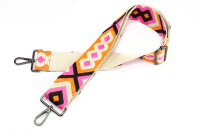 Breiter Taschengurt im bunten Rauten-Design | Boho in Pink, Orange & Schwarz | verstellbar