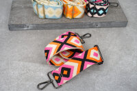 Breiter Taschengurt im bunten Rauten-Design | Boho in Pink, Orange & Schwarz | verstellbar