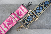Breiter Taschengurt Glücksklee PINK | Bunter Taschenriemen mit Karabiner