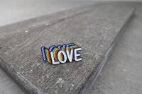 LOVE | bunter Emaille-Pin Schriftzug | Regenbogen Anstecker