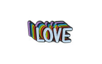 LOVE | bunter Emaille-Pin Schriftzug | Regenbogen Anstecker