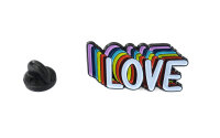LOVE | bunter Emaille-Pin Schriftzug | Regenbogen Anstecker