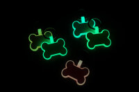 Silikon-Hundemarke KNOCHEN mit Name & Telefonnummer | Glow in the Dark | wasserfest | ohne klappern
