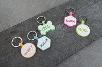 Silikon-Hundemarke KNOCHEN mit Name & Telefonnummer | Glow in the Dark | wasserfest | ohne klappern