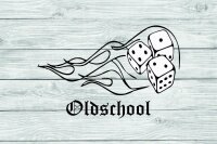 Schockbecher Motiv: "FLAMES" | Echt Leder Würfelbecher | inkl. 6 Würfeln
