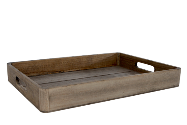 Tablett Holz 36,5x26,5x4,5cm grau | inkl. Gravur | Individualisierbar