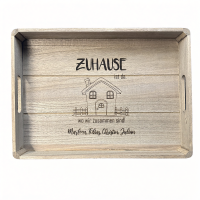 Tablett Holz 36,5x26,5x4,5cm grau | inkl. Gravur |...
