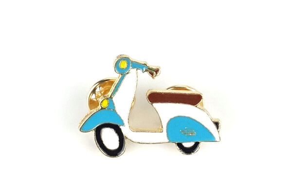 Pin 50ies Roller | Weiß Türkis