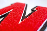 Frottee Buchstabe | Rot, Weiß, Schwarz | 9,5 cm hoch | Aufnäher Patch
