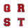 Frottee Buchstabe | Rot, Weiß, Schwarz | 9,5 cm hoch | Aufnäher Patch