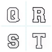 Frottee Buchstabe A-Z | Weiß, Schwarz | 9,5 cm hoch | Aufnäher Patch