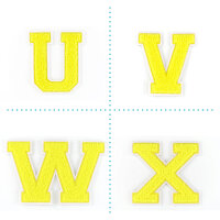 Frottee Aufnäher Buchstabe A-Z | Gelb, Weiß | 9,5 cm hoch | Varsity Letter Patch