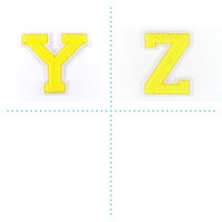 Frottee Aufnäher Buchstabe A-Z | Gelb, Weiß | 9,5 cm hoch | Varsity Letter Patch