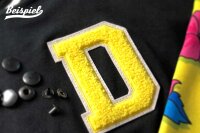 Frottee Aufnäher Buchstabe A-Z | Gelb, Weiß | 9,5 cm hoch | Varsity Letter Patch