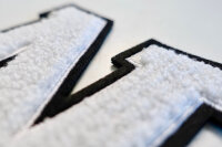 Frottee Zahl Aufnäher 0-9 | Weiß, Schwarz | 9,5 cm hoch | Varsity Number