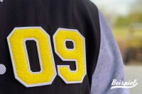 Frottee Zahl 0-9 | Gelb, Weiß | 9,5 cm hoch | Varsity Number
