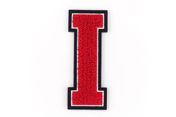 Frottee Buchstabe | Rot, Weiß, Schwarz | 9,5 cm hoch | Aufnäher Patch I