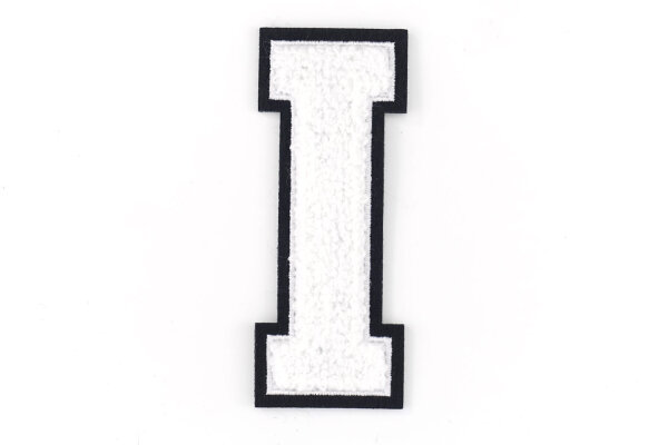 Frottee Buchstabe A-Z | Weiß, Schwarz | 9,5 cm hoch | Aufnäher Patch I