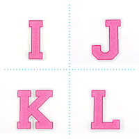 Frottee Buchstaben Aufnäher A-Z | Rosa, Pink, Weiß | 9,5 cm hoch | Varsity Letter