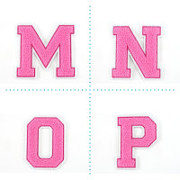 Frottee Buchstaben Aufnäher A-Z | Rosa, Pink, Weiß | 9,5 cm hoch | Varsity Letter