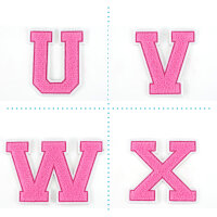 Frottee Buchstaben Aufnäher A-Z | Rosa, Pink, Weiß | 9,5 cm hoch | Varsity Letter