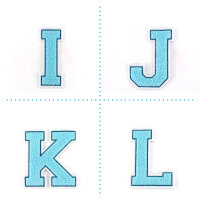 Frottee Aufnäher Buchstabe A-Z | Türkis, Petrol, Weiß | 9,5 cm hoch | Varsity Letter Patch