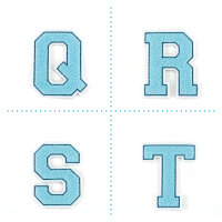 Frottee Aufnäher Buchstabe A-Z | Türkis, Petrol, Weiß | 9,5 cm hoch | Varsity Letter Patch