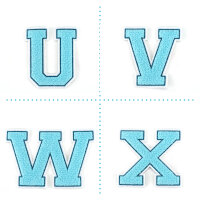 Frottee Aufnäher Buchstabe A-Z | Türkis, Petrol, Weiß | 9,5 cm hoch | Varsity Letter Patch