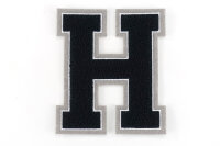 Frottee Aufnäher Buchstabe A-Z | Schwarz, Weiß, Grau | 9,5 cm hoch | Varsity Letter