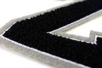 Frottee Aufnäher Buchstabe A-Z | Schwarz, Weiß, Grau | 9,5 cm hoch | Varsity Letter
