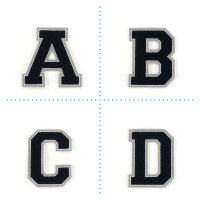 Frottee Aufnäher Buchstabe A-Z | Schwarz,...