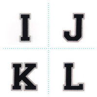 Frottee Aufnäher Buchstabe A-Z | Schwarz, Weiß, Grau | 9,5 cm hoch | Varsity Letter
