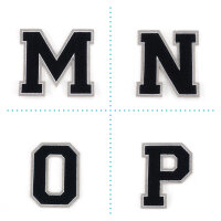 Frottee Aufnäher Buchstabe A-Z | Schwarz, Weiß, Grau | 9,5 cm hoch | Varsity Letter