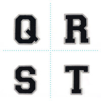 Frottee Aufnäher Buchstabe A-Z | Schwarz, Weiß, Grau | 9,5 cm hoch | Varsity Letter