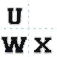 Frottee Aufnäher Buchstabe A-Z | Schwarz, Weiß, Grau | 9,5 cm hoch | Varsity Letter