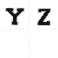 Frottee Aufnäher Buchstabe A-Z | Schwarz, Weiß, Grau | 9,5 cm hoch | Varsity Letter