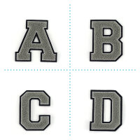 Frottee Buchstabe Aufnäher A-Z | Grau, Weiß,...