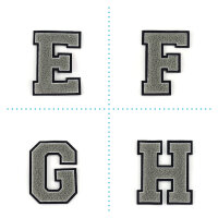 Frottee Buchstabe Aufnäher A-Z | Grau, Weiß,...