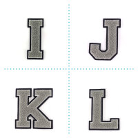 Frottee Buchstabe Aufnäher A-Z | Grau, Weiß, Schwarz | 9,5 cm hoch | Varsity Letter
