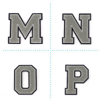 Frottee Buchstabe Aufnäher A-Z | Grau, Weiß, Schwarz | 9,5 cm hoch | Varsity Letter