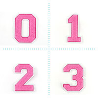 Frottee Aufnäher Zahl 0-9 | Rosa, Pink, Weiß |...