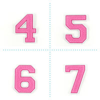 Frottee Aufnäher Zahl 0-9 | Rosa, Pink, Weiß |...